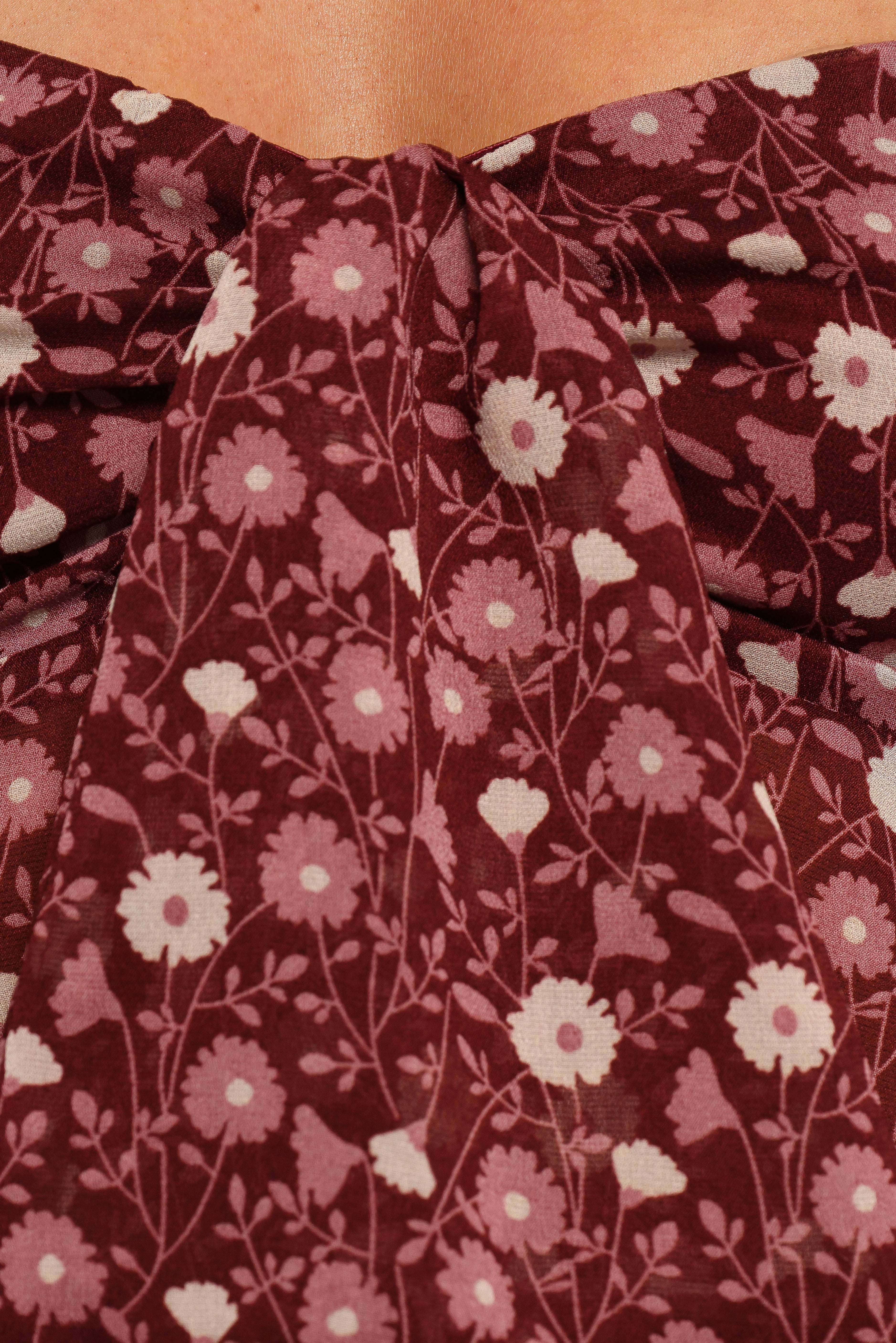 Darrie Long Sleeve Top - Burgundy Multi - L - Image 29